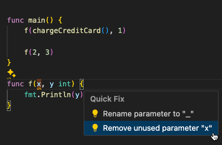 Параметр x не используется